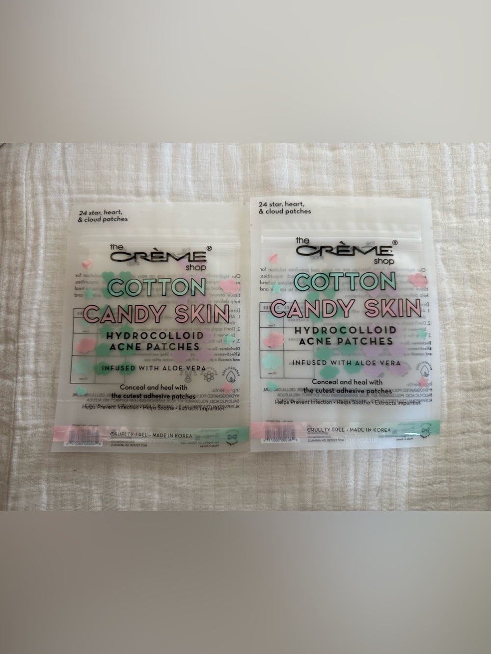 New The Crème Shop Cotton Candy Skin Hydrocolloid Acne Patches x 2 Bundle